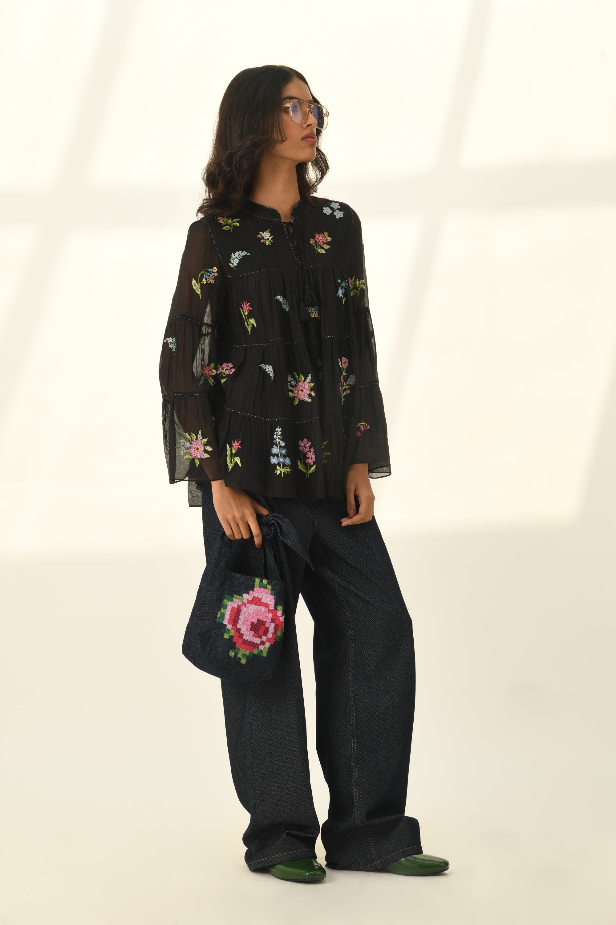 Baccara Tiered Embroidery Top