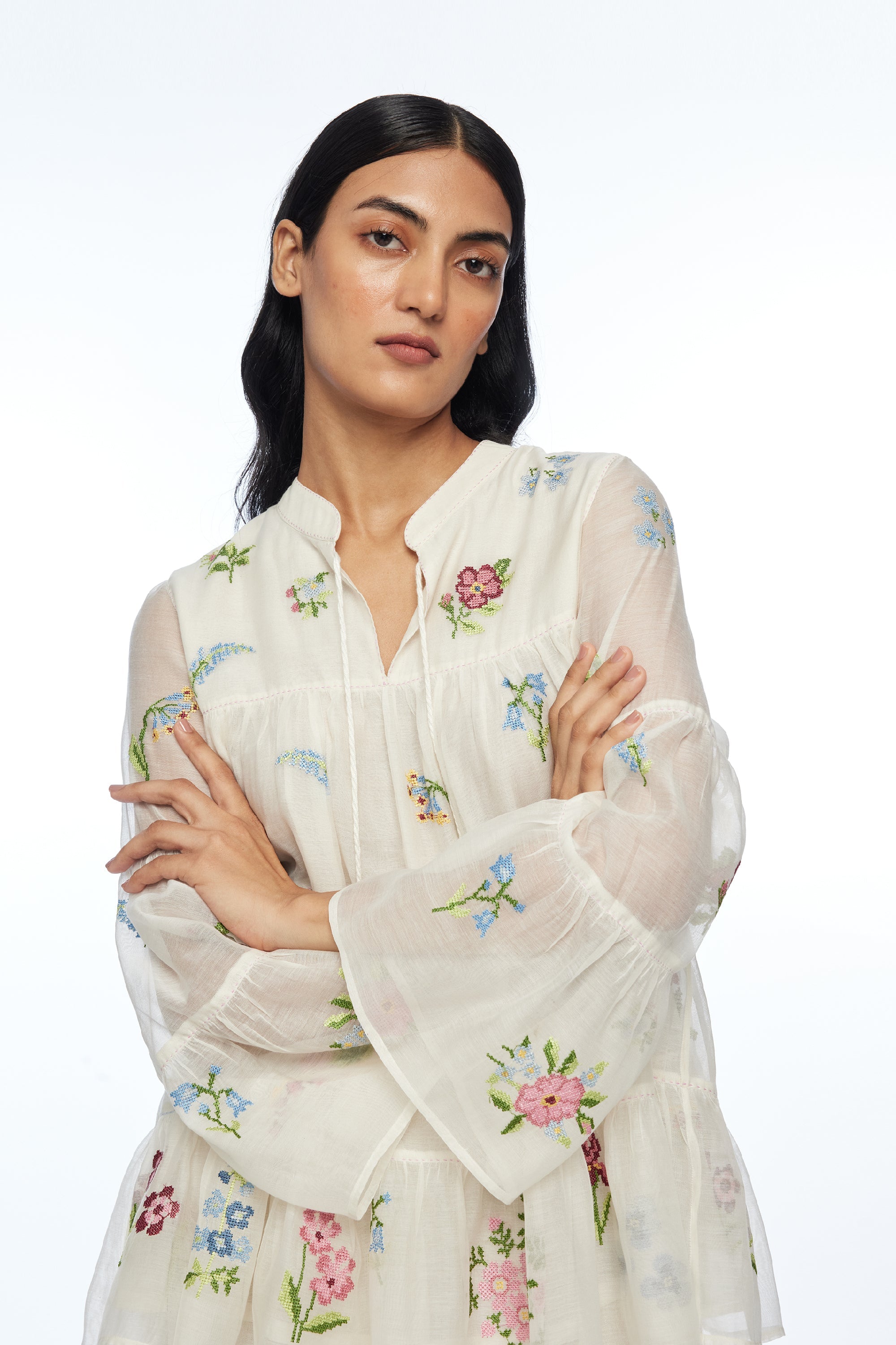 Baccara Tiered Embroidery Top