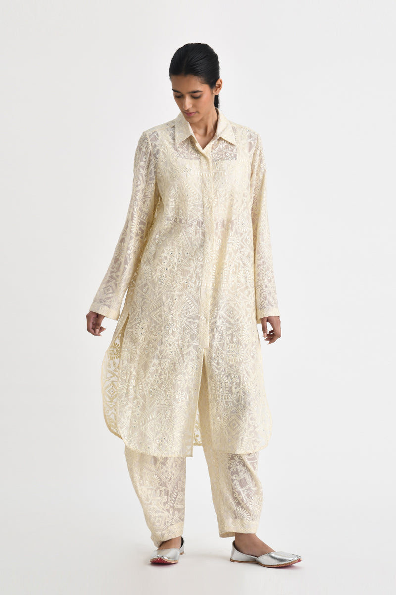 Petra Embroidered Cowl Pants