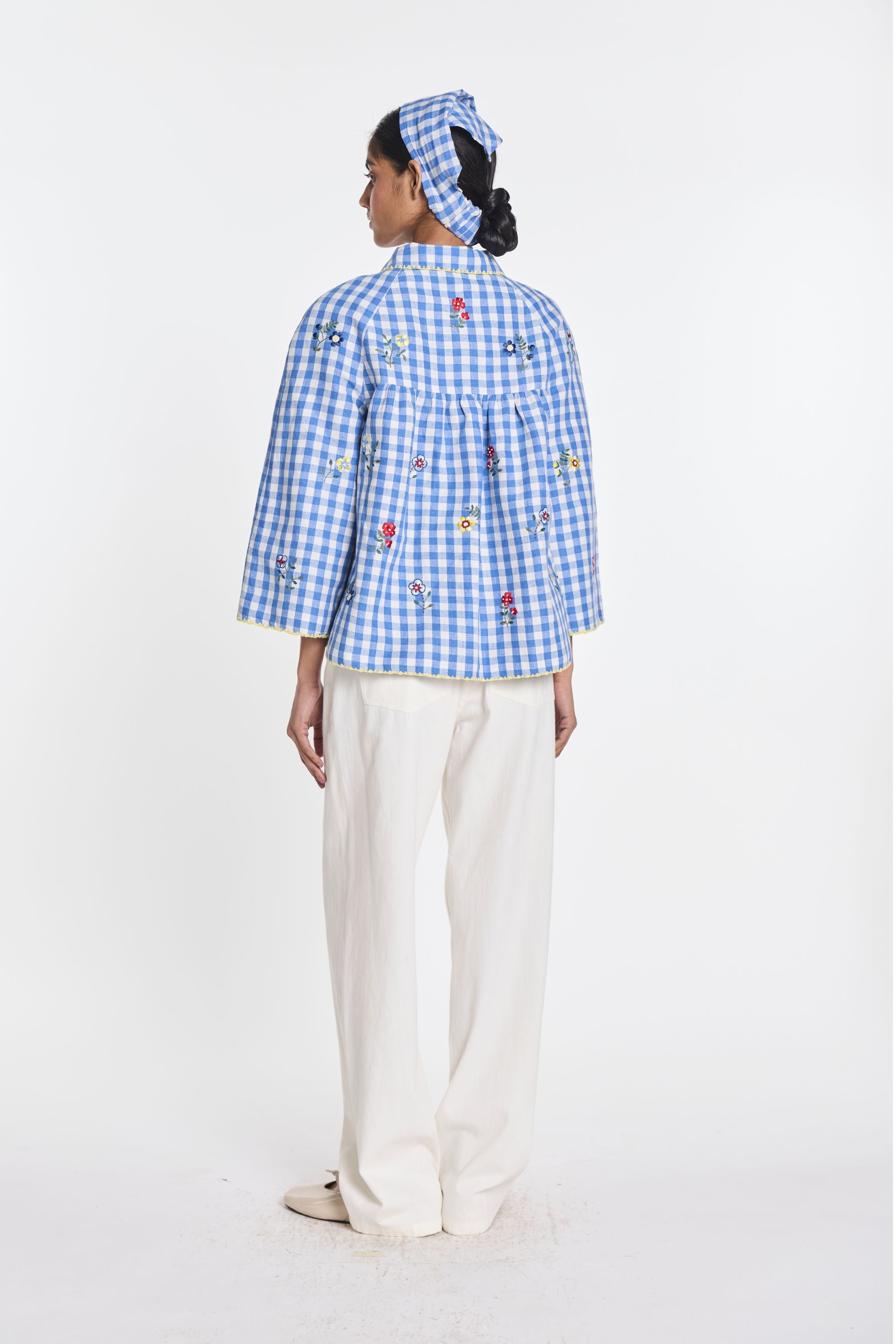 Baptisia Gingham Double Breast Jacket