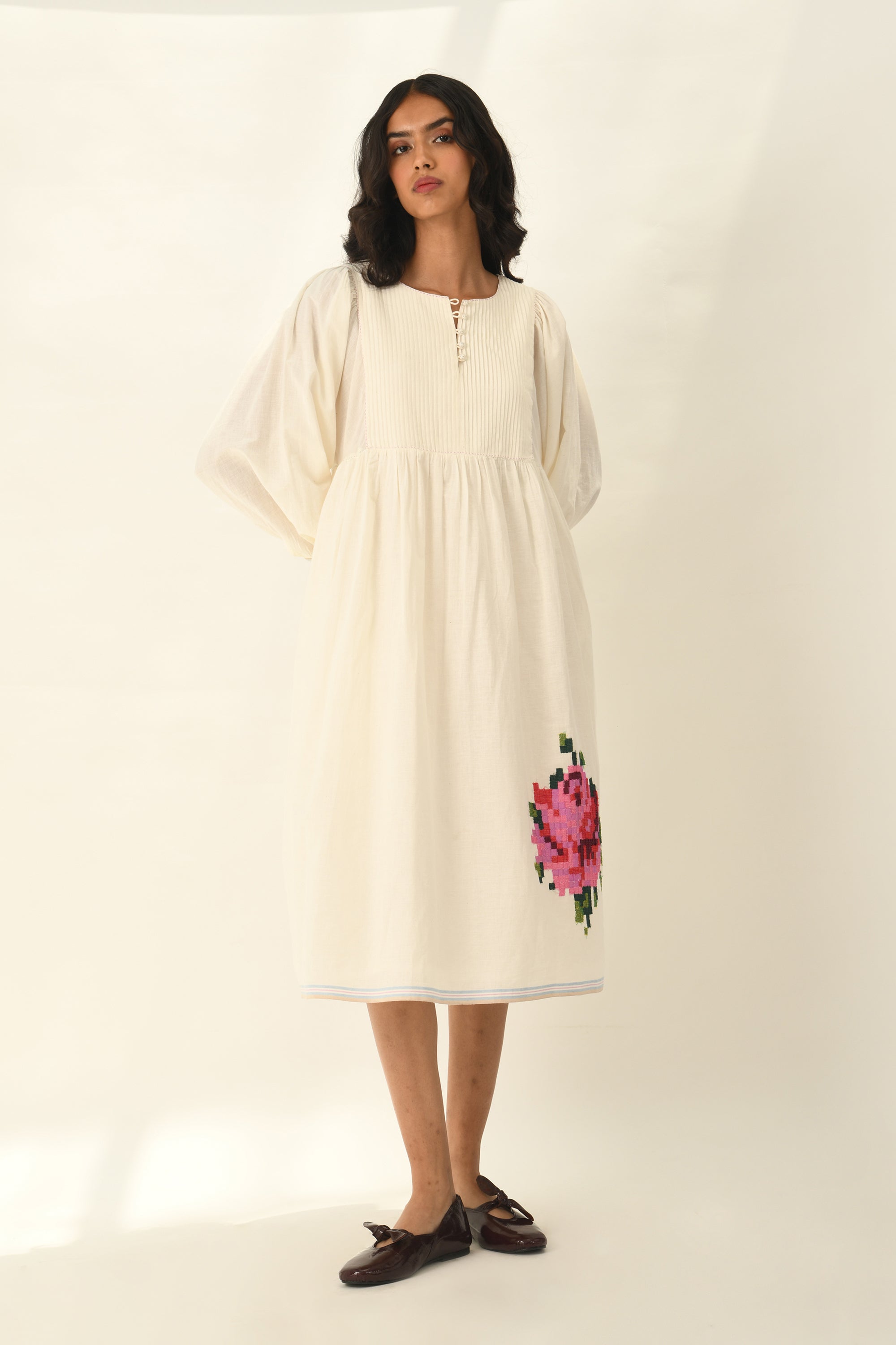 Atlantica Yoke Pleated Dress