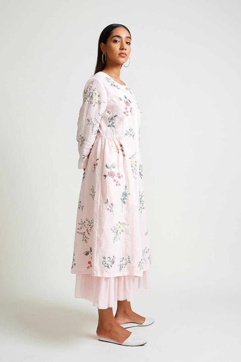 Forsythia Embroidered Dress with Slip