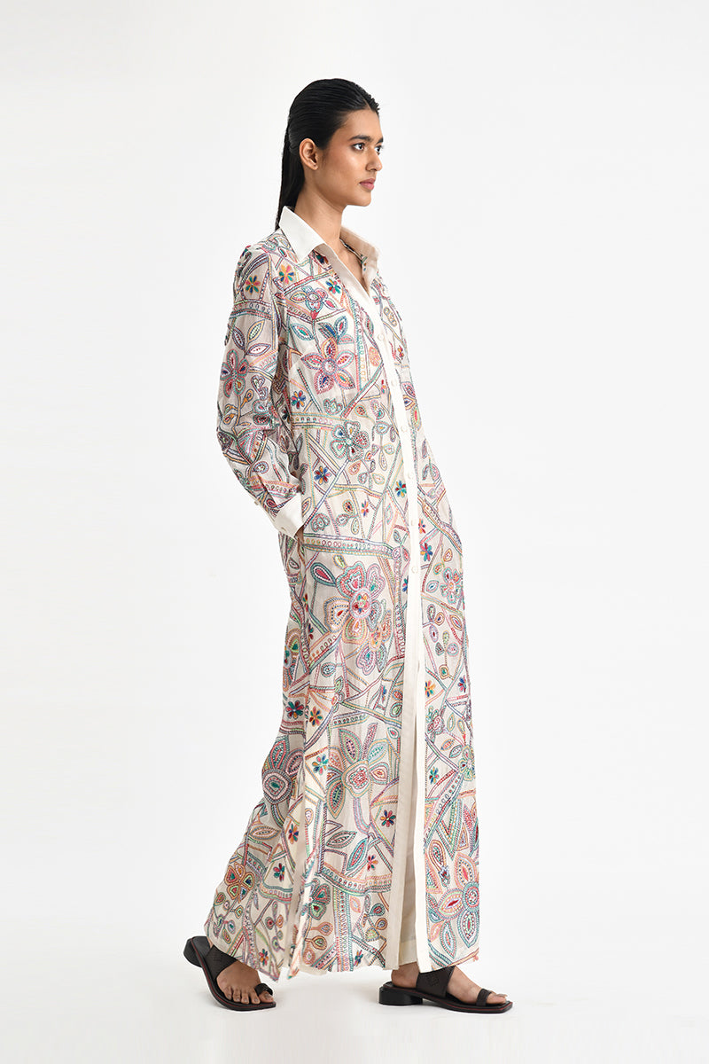Otillie Embroidered Overlay
Shirt Dress