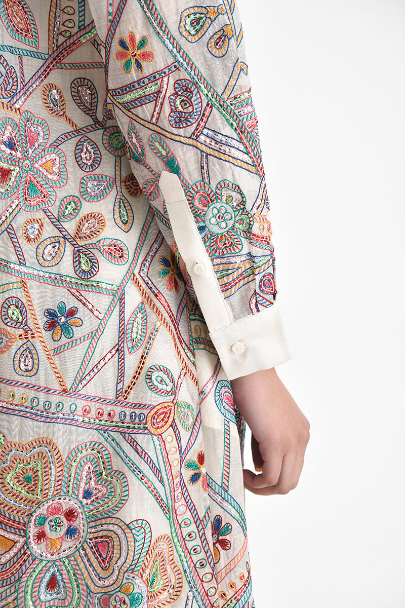 Otillie Embroidered Overlay
Shirt Dress