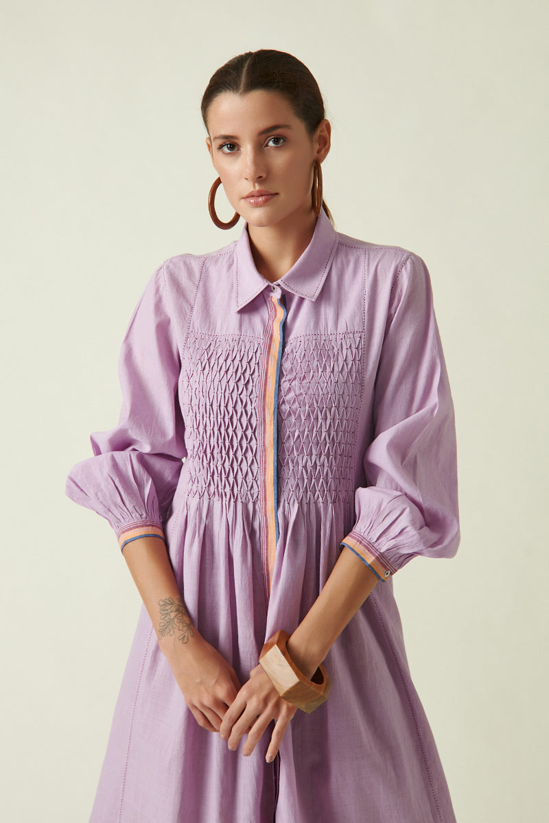 JASON SMOCKING TUNIC DRESS