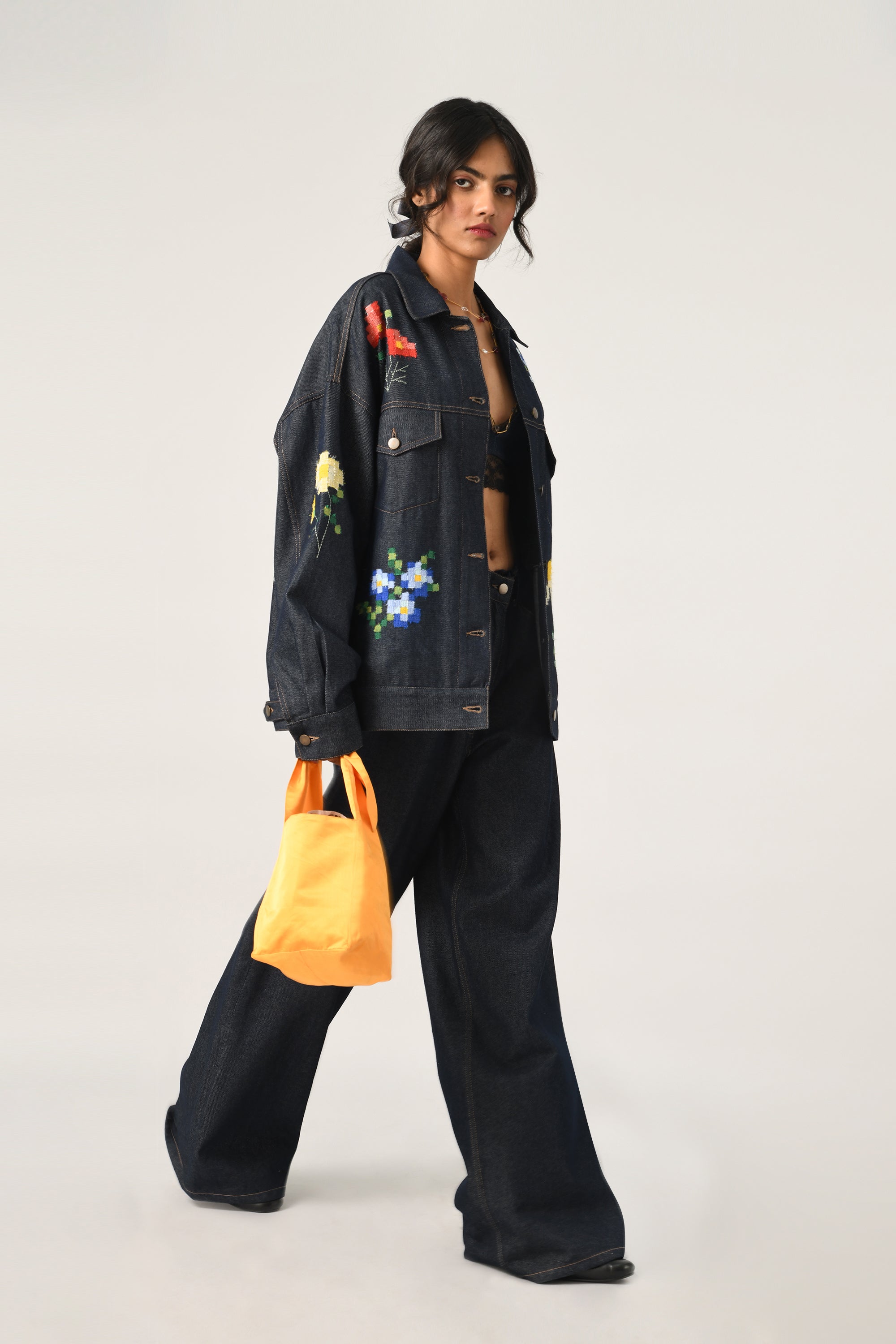 Tibetica Oversized Appliqué Embroidered Jacket