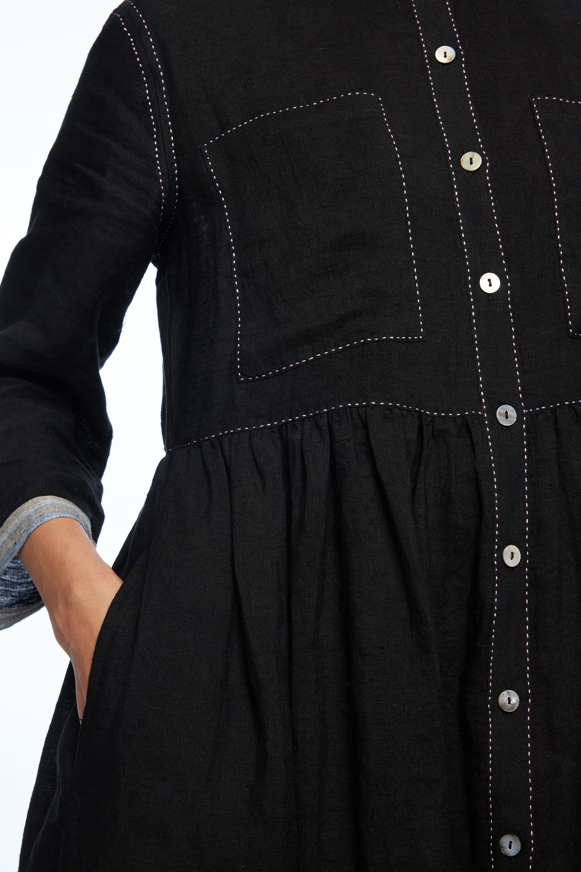 Atlantica Yoke Pleated Dress