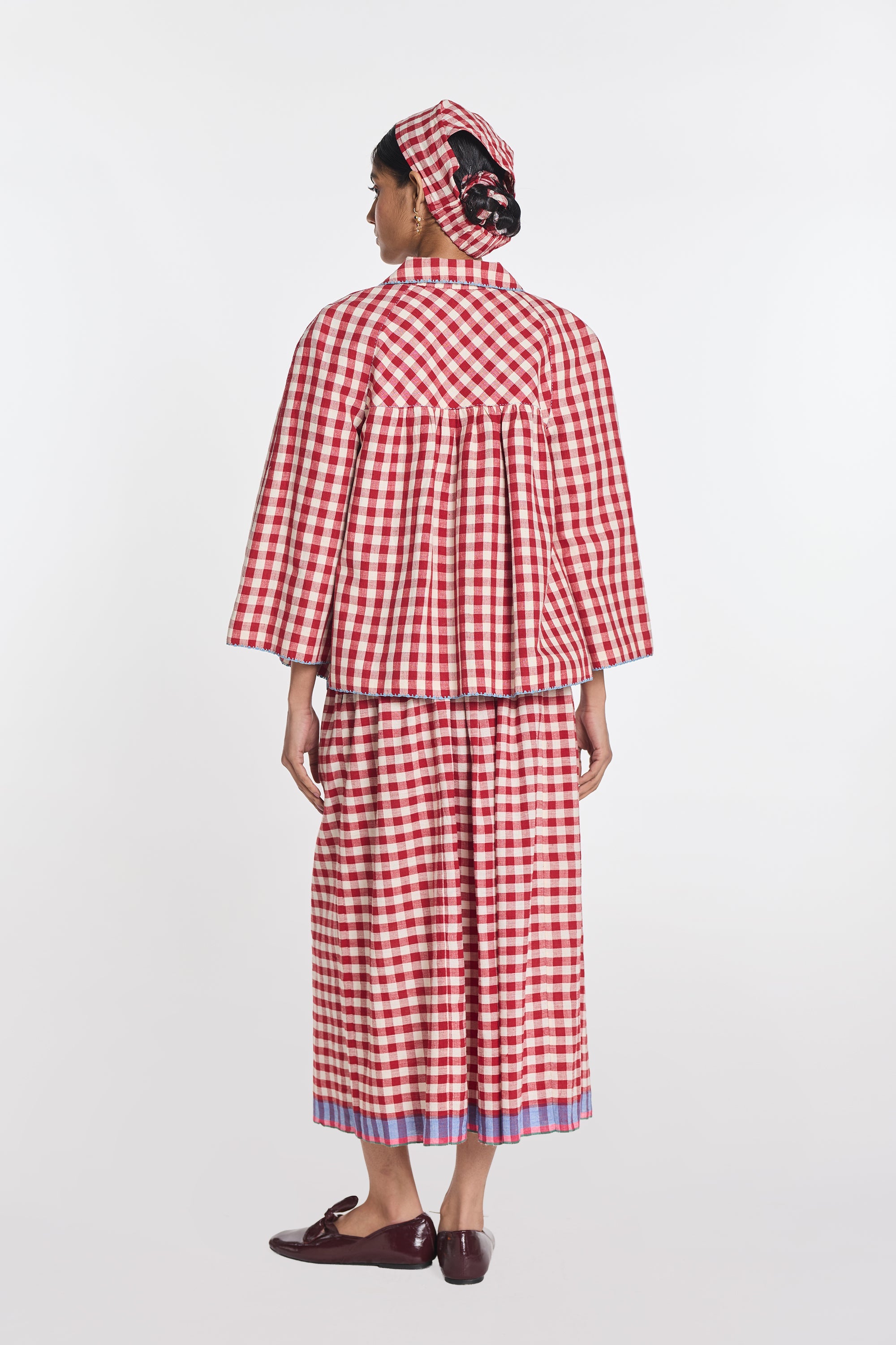Baptisia Gingham Double-Breasted Jacket
