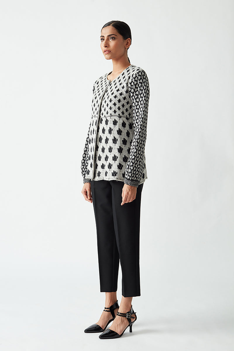 ROUND NECK GEOMETRIC JACKET