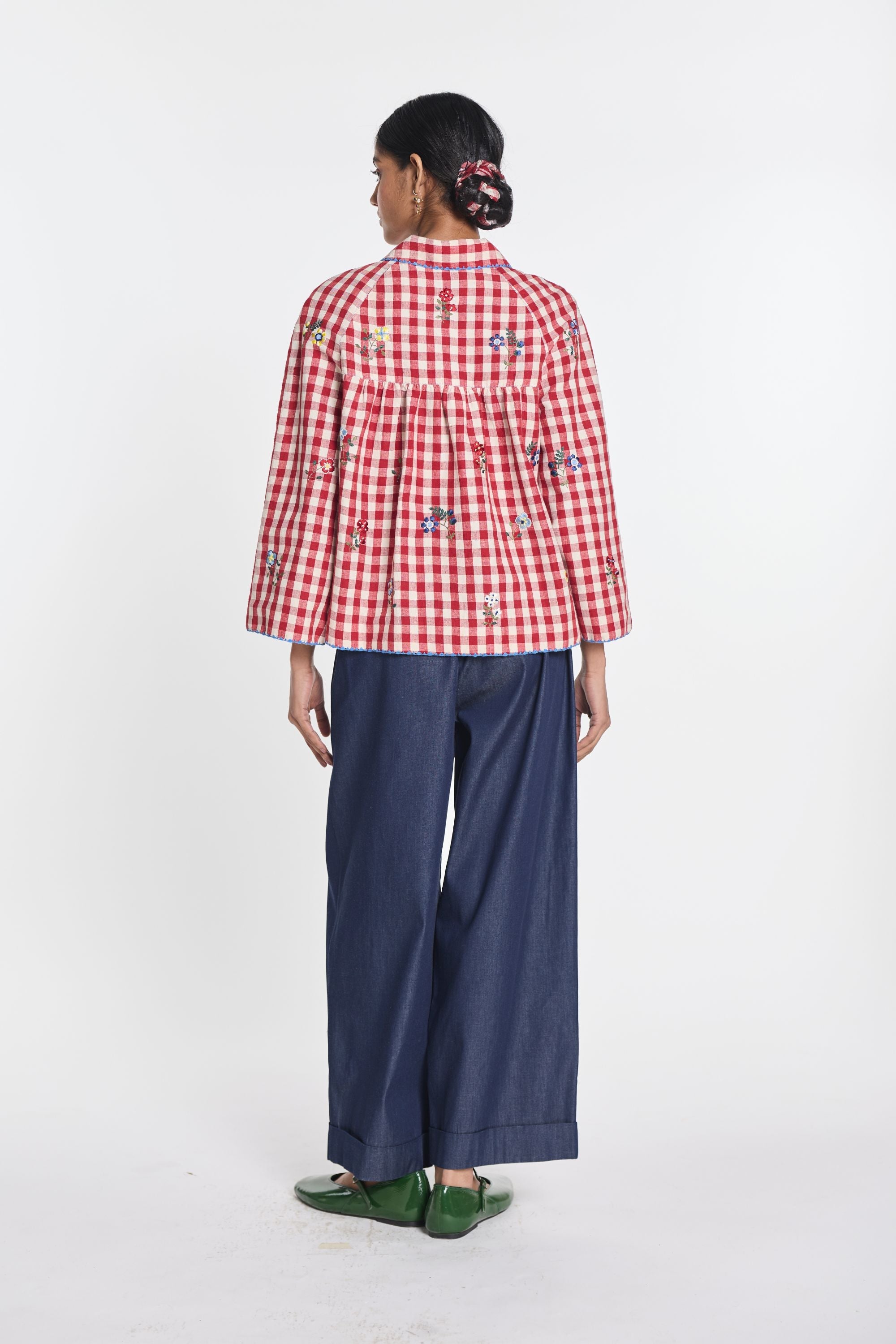 Baptisia Gingham Double Breast Jacket