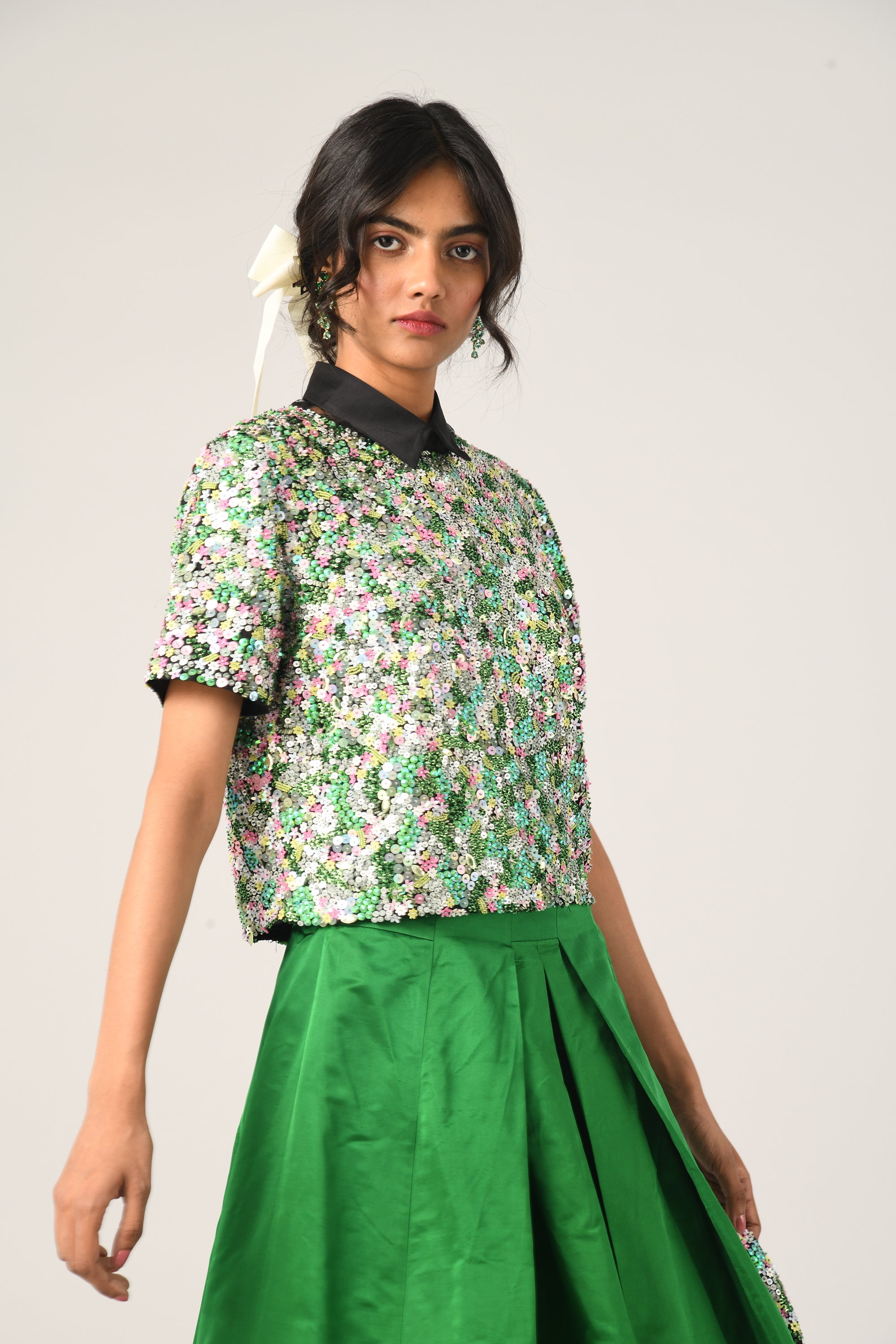 Tiffany Floral Sequin Top