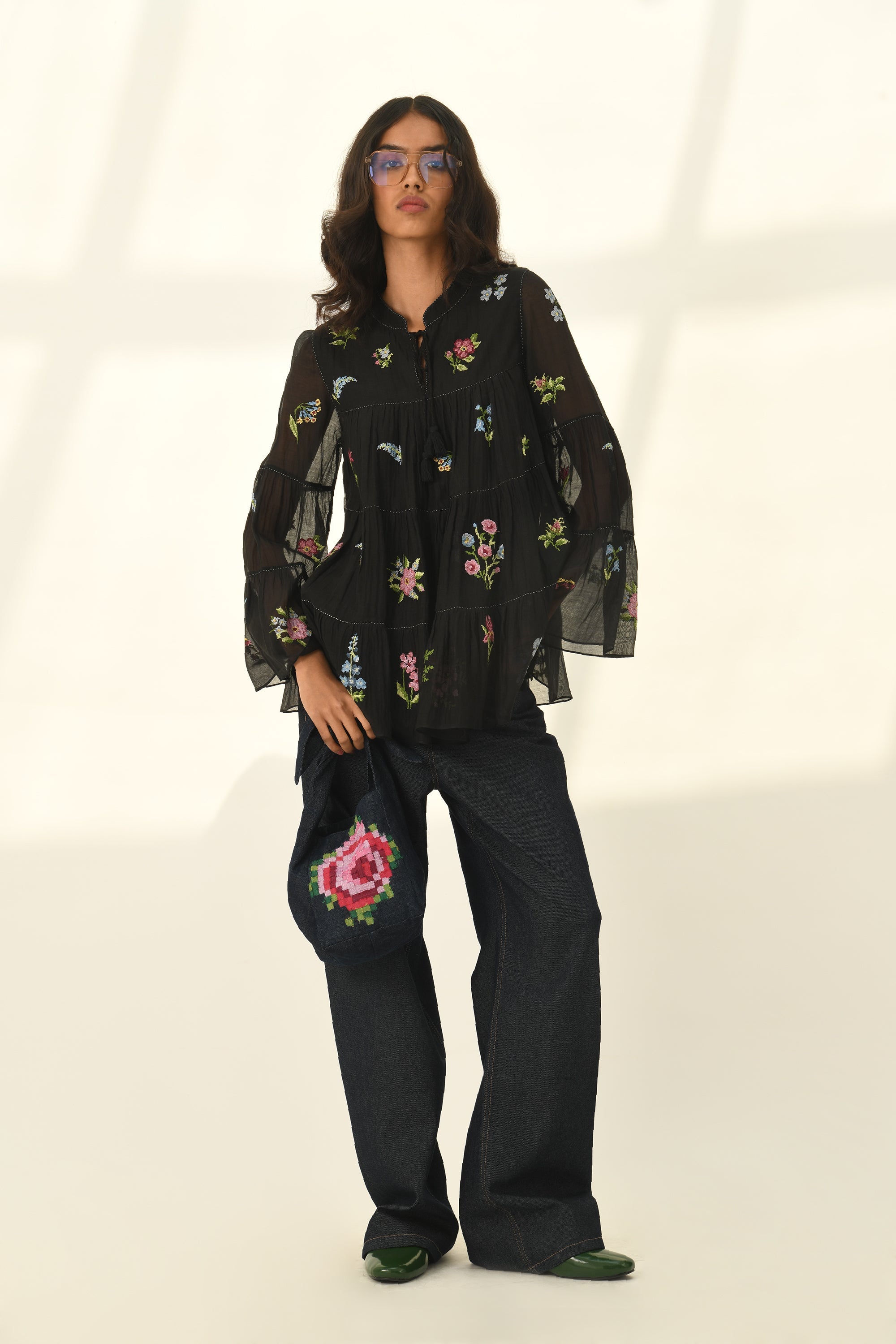 Baccara Tiered Embroidery Top