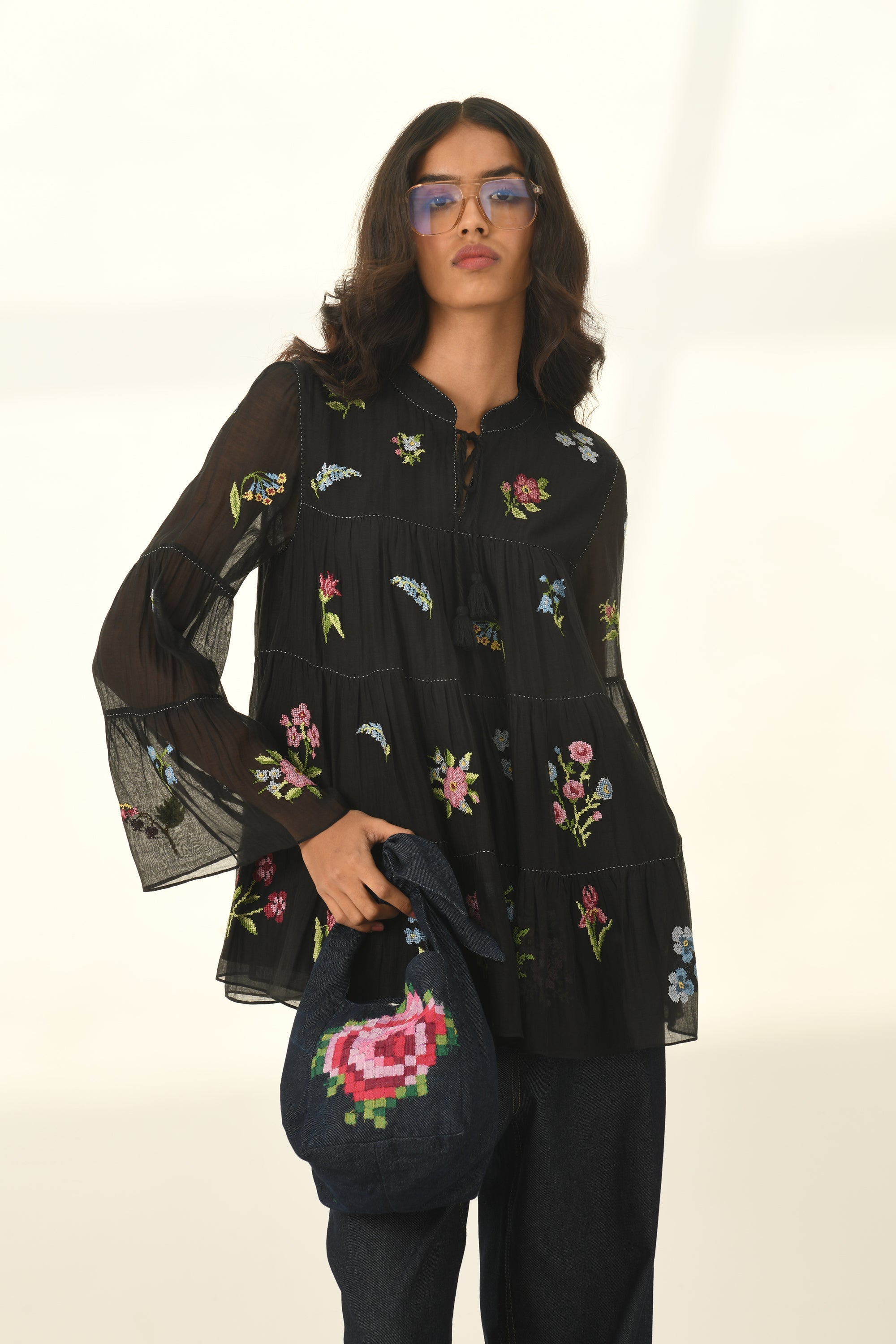 Baccara Tiered Embroidery Top
