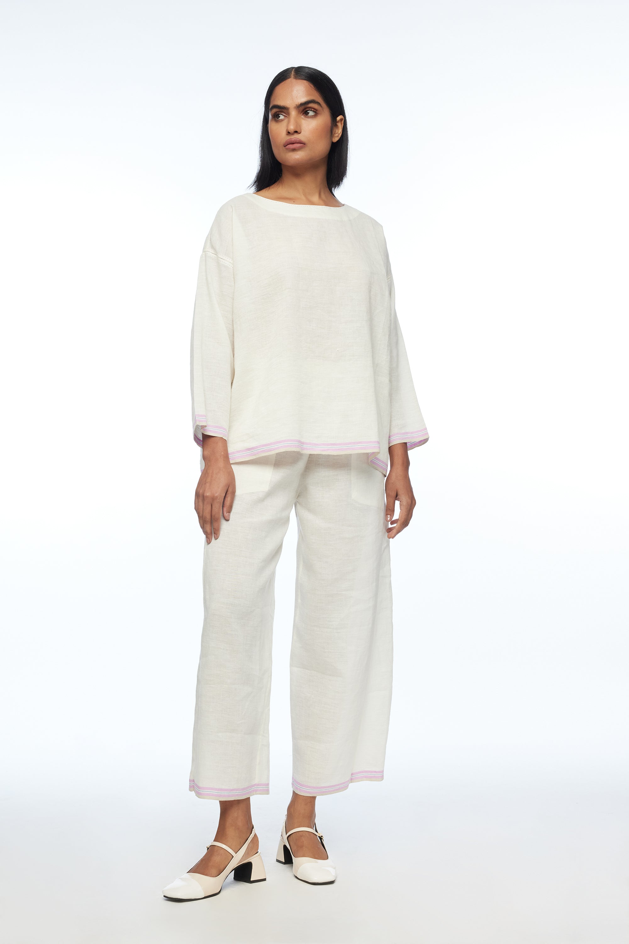Galushkoi Elasticated Pants in Handloom Cotton Linen