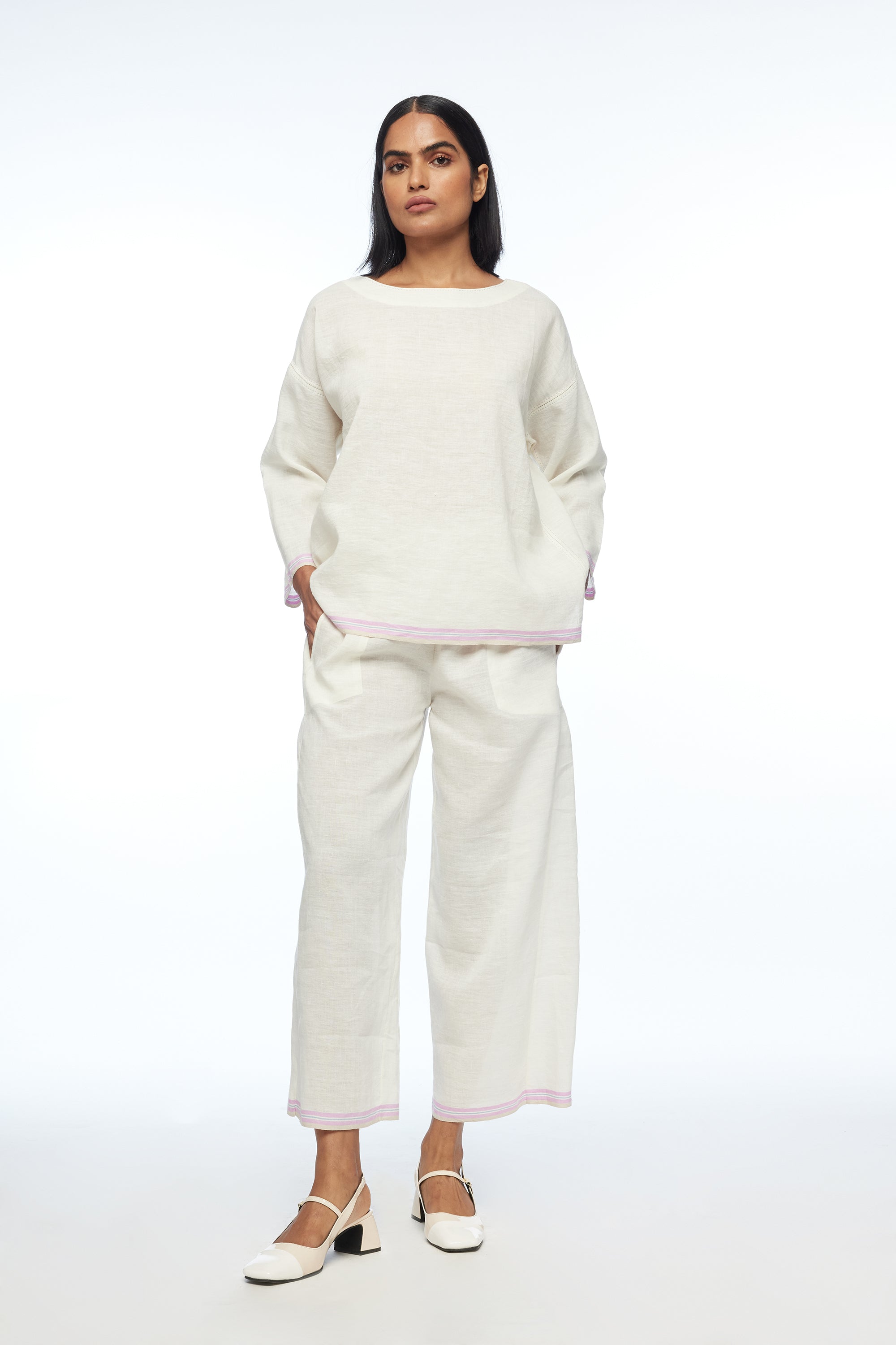 Galushkoi Elasticated Pants in Handloom Cotton Linen
