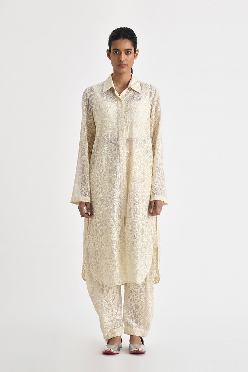 Petra Embroidered Cowl Pants