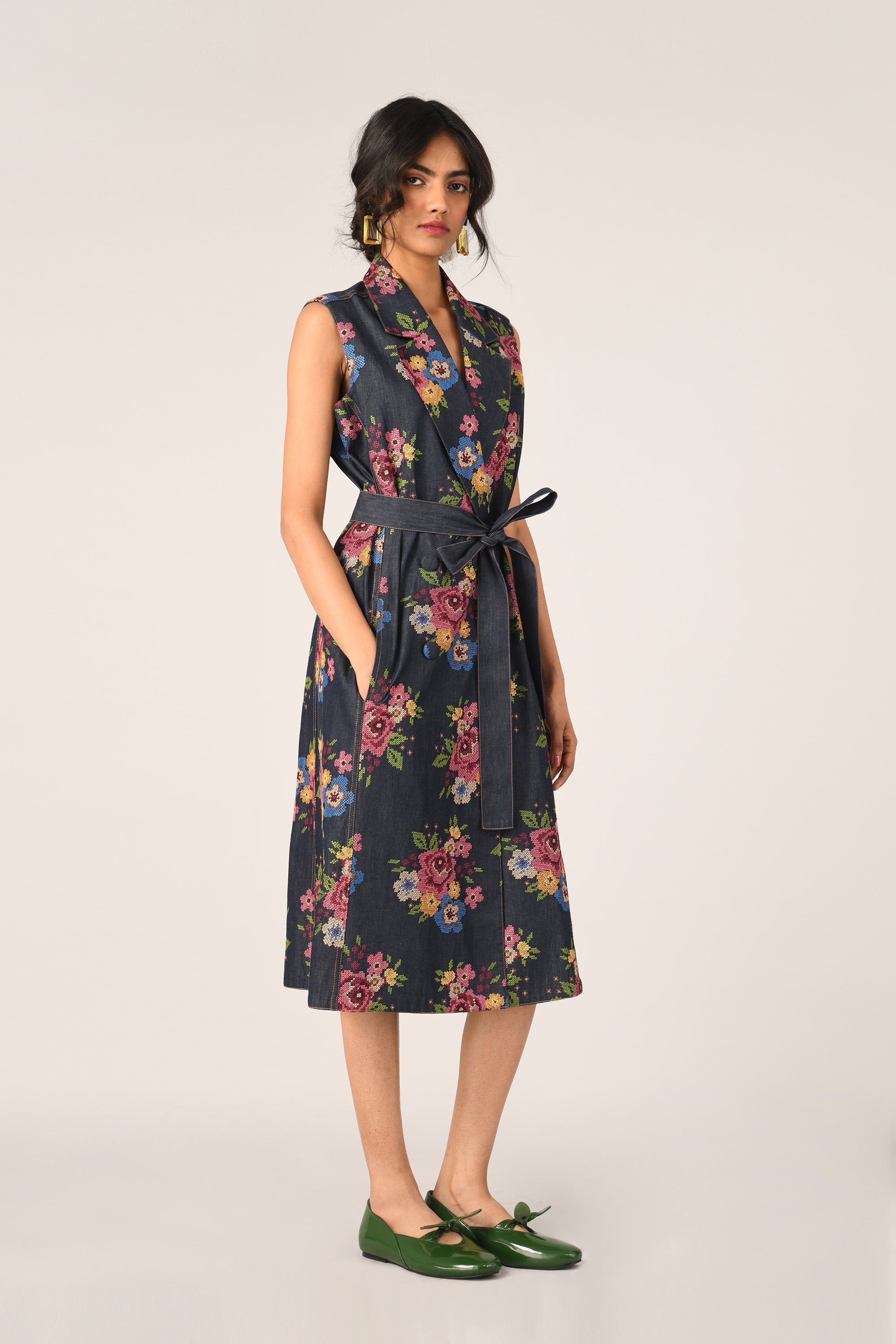Villosa Embroidered Belted Dress