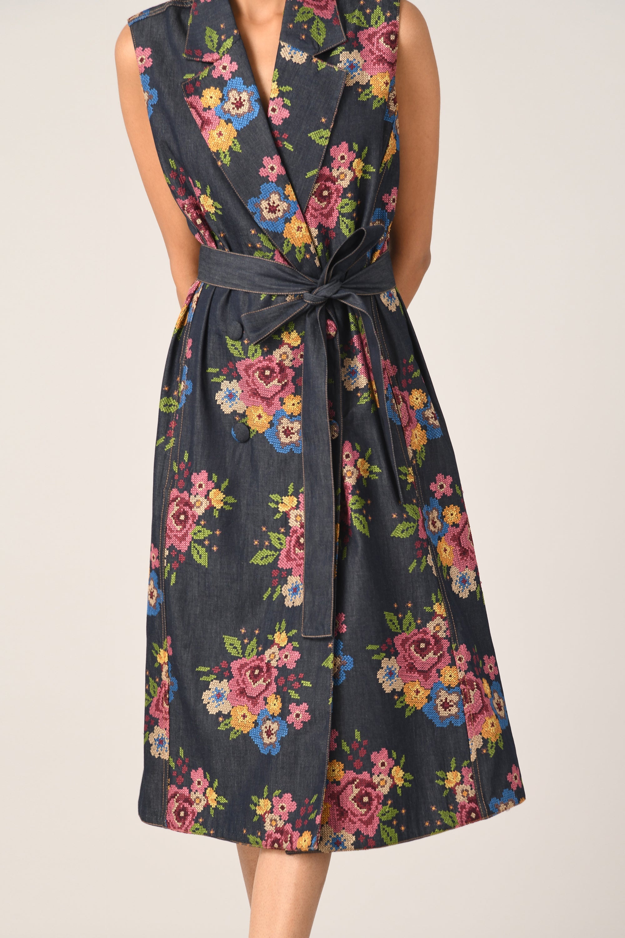 Villosa Embroidered Belted Dress