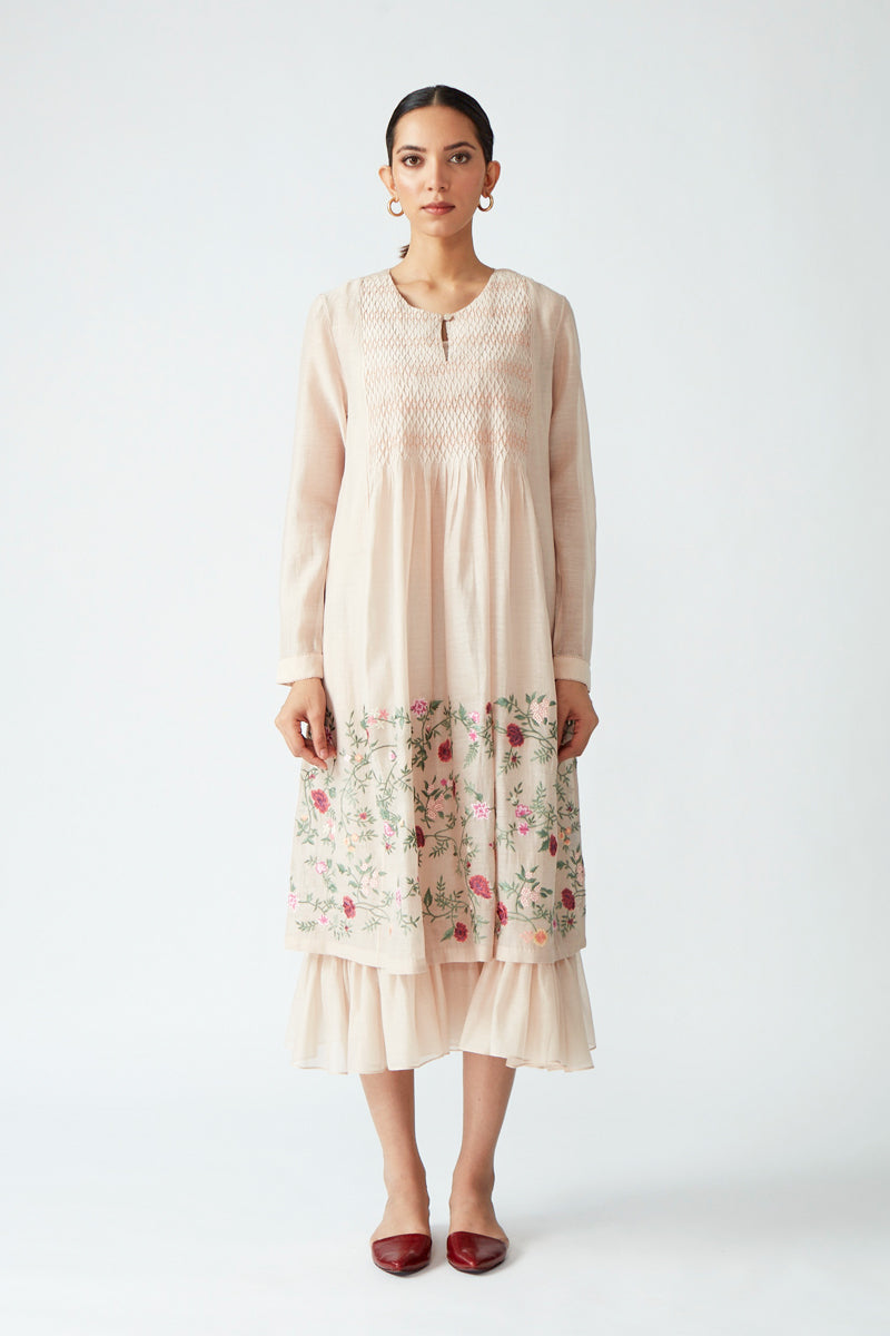Sedum Embroidered Dress with Slip