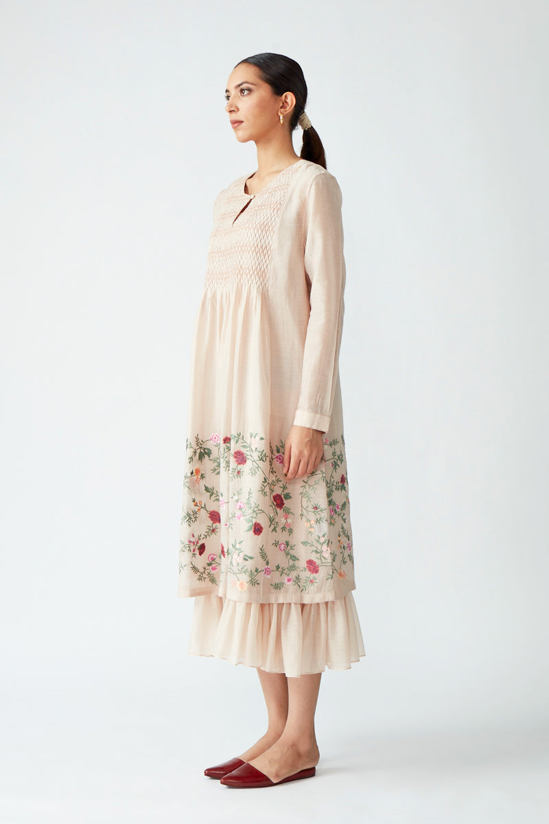 Sedum Embroidered Dress with Slip