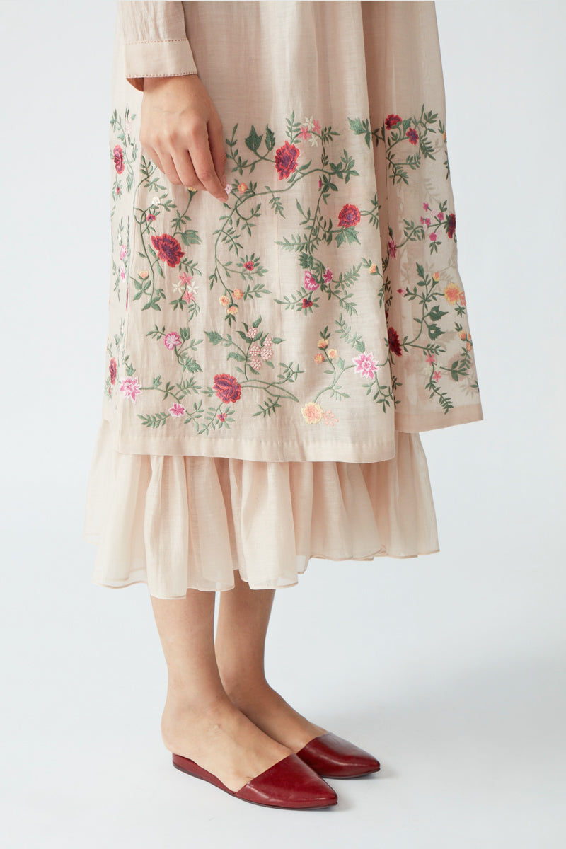 Sedum Embroidered Dress with Slip