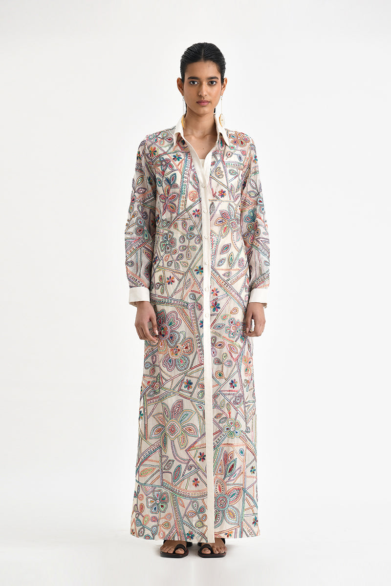 Otillie Embroidered Overlay
 Shirt Dress