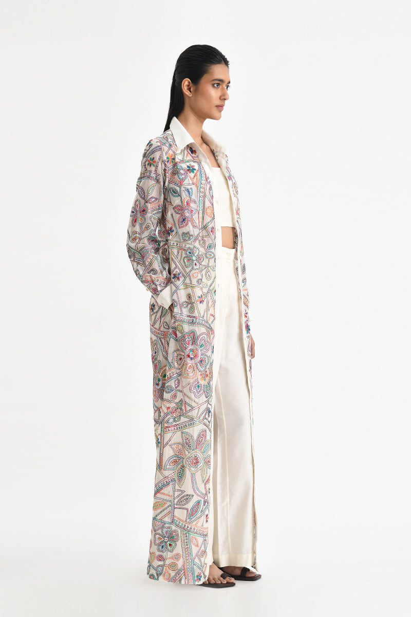 Otillie Embroidered Overlay
 Shirt Dress