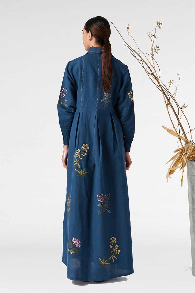 OAK COLLARED TWIG EMBROIDERED DRESS