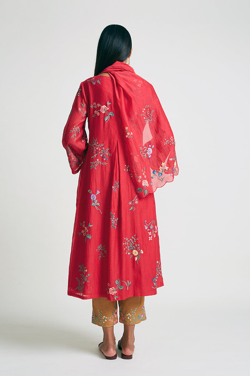 HEATHER EMBROIDERED KURTA PANT SET (2PCS)