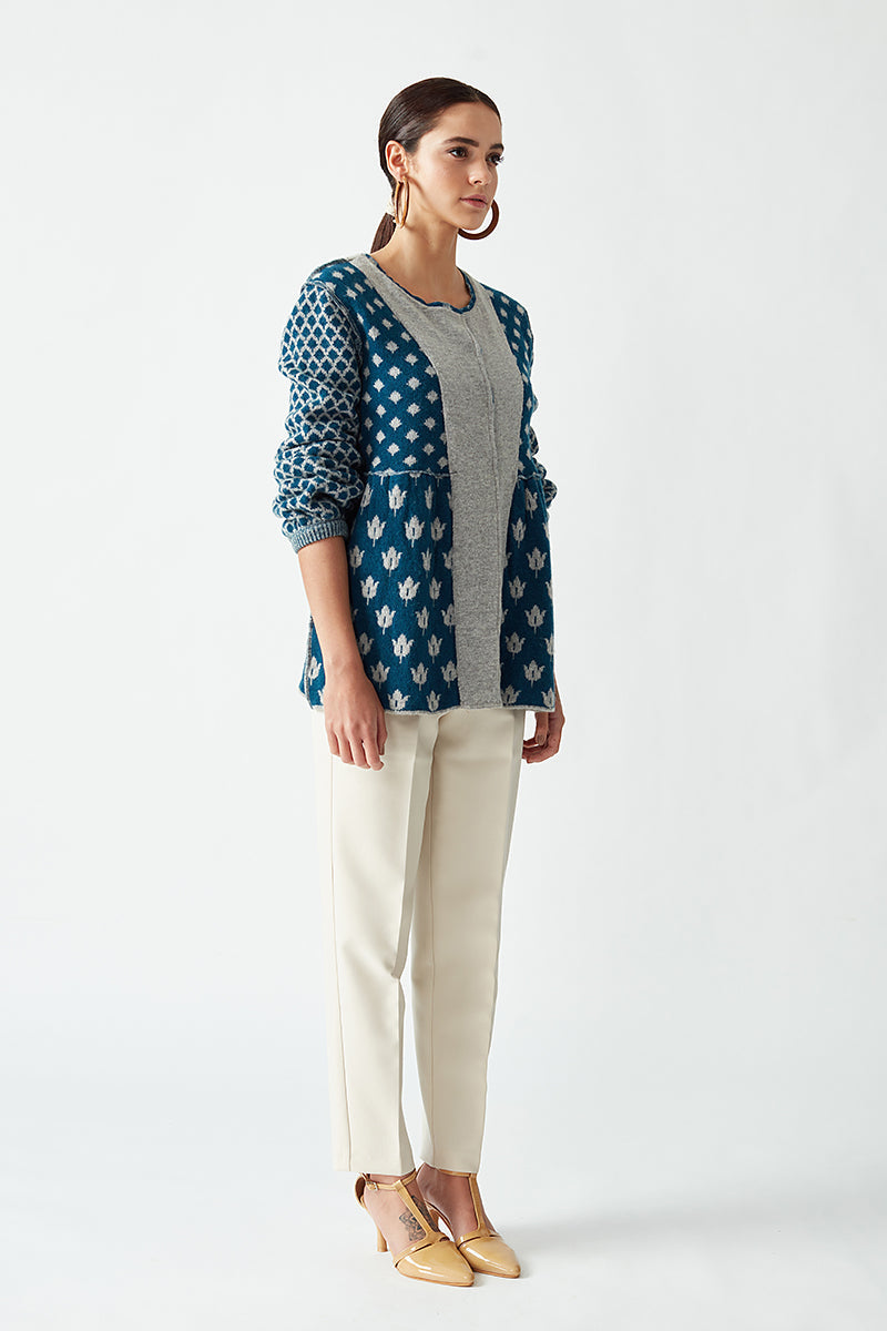 ROUND NECK GEOMETRIC JACKET