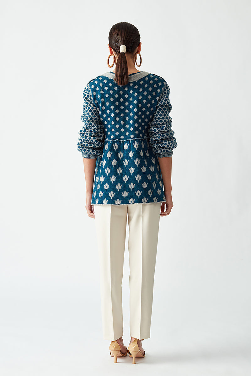 ROUND NECK GEOMETRIC JACKET