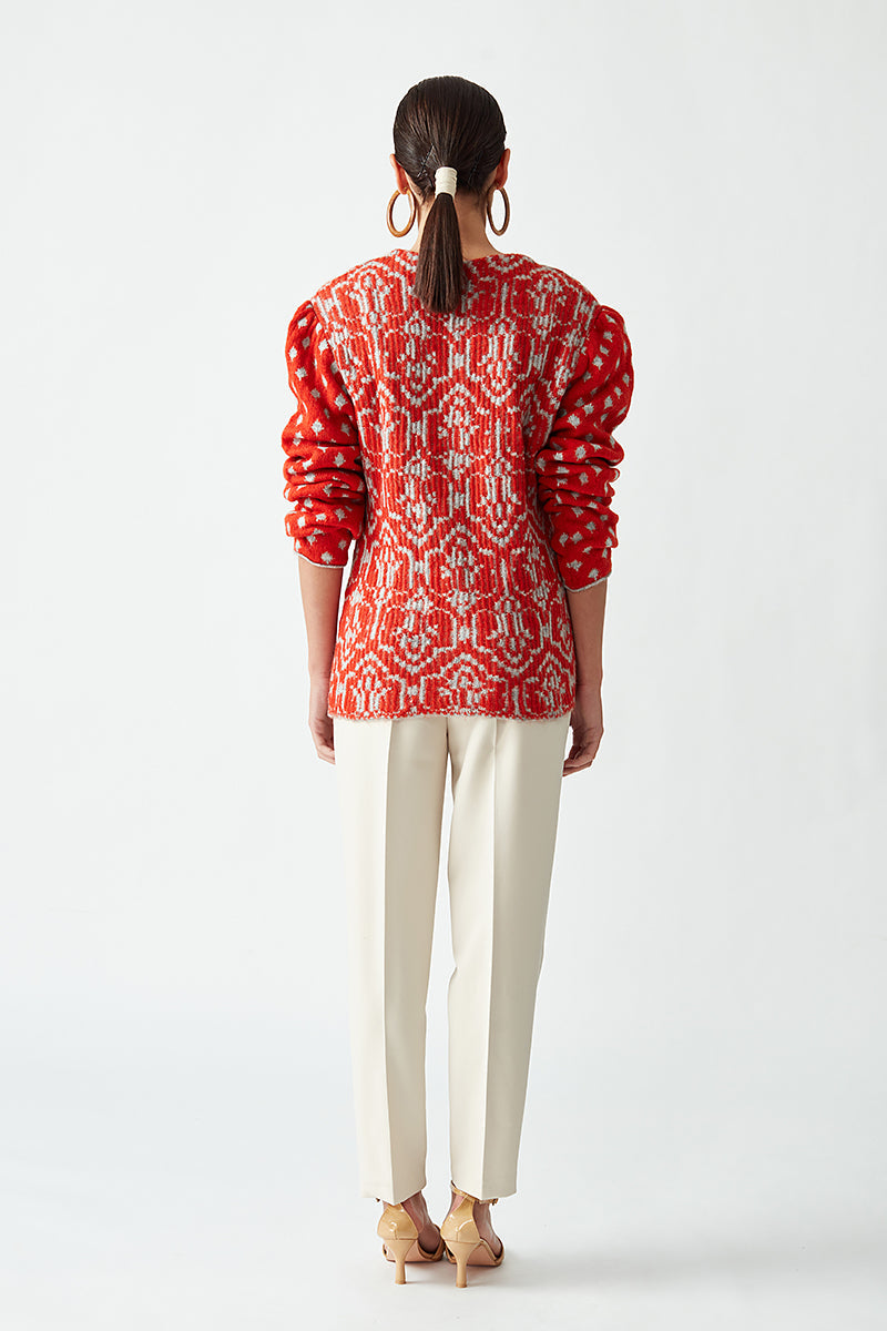 ROUND NECK GEOMETRIC JACKET