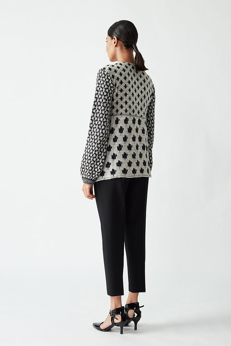 ROUND NECK GEOMETRIC JACKET